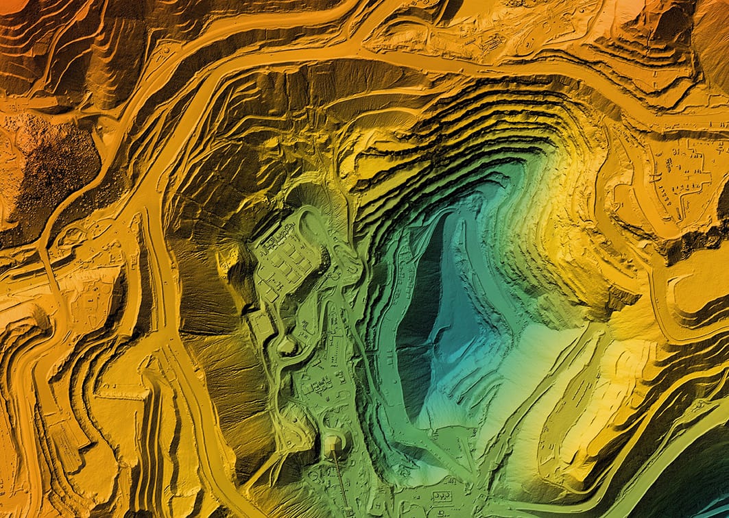 Model,Of,A,Mine,Elevation.,Gis,3d,Product,Made,After