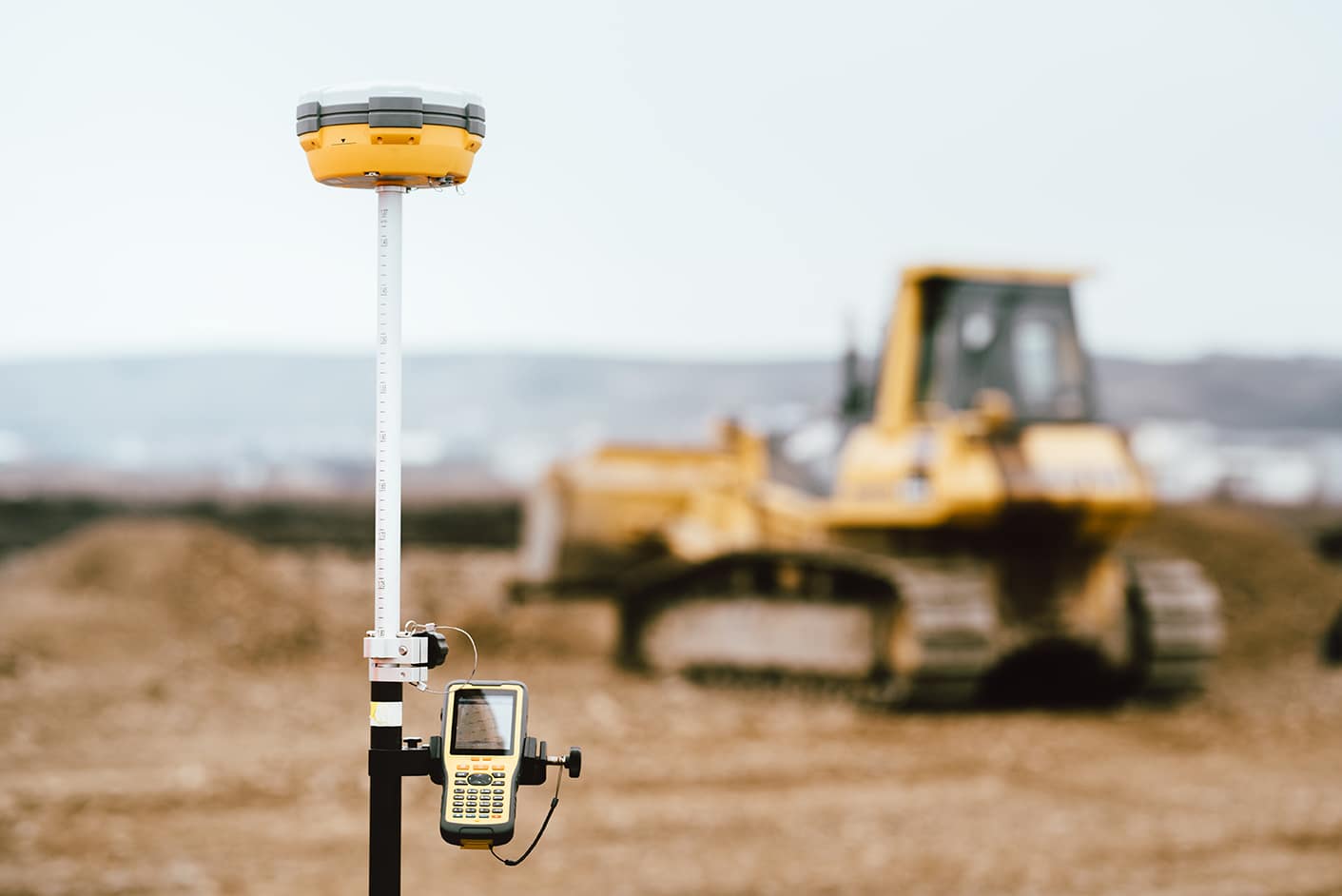 Surveyor,Equipment,Gps,System,Outdoors,At,Highway,Construction,Site.,Surveyor