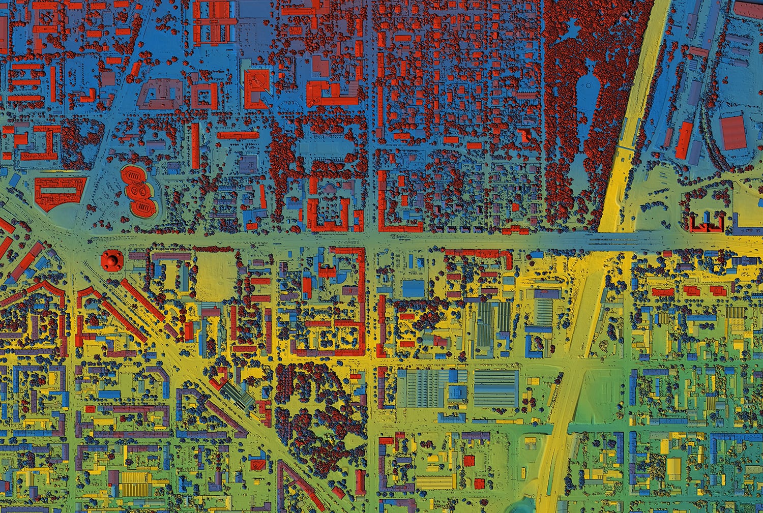Digital,Elevation,Model.,Gis,3d,Illustration,Made,After,Proccesing,Aerial